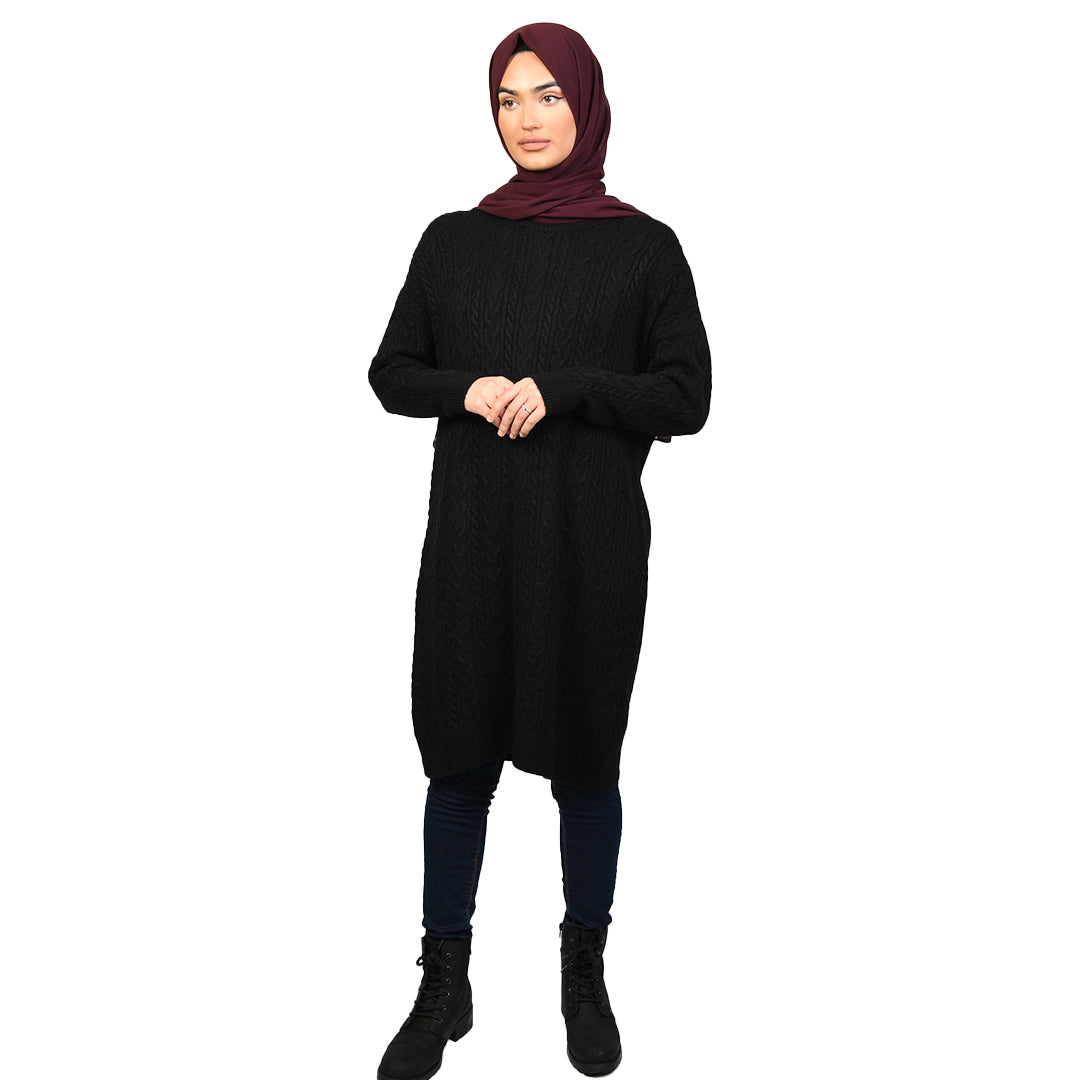 Cable Knit Jumper Black