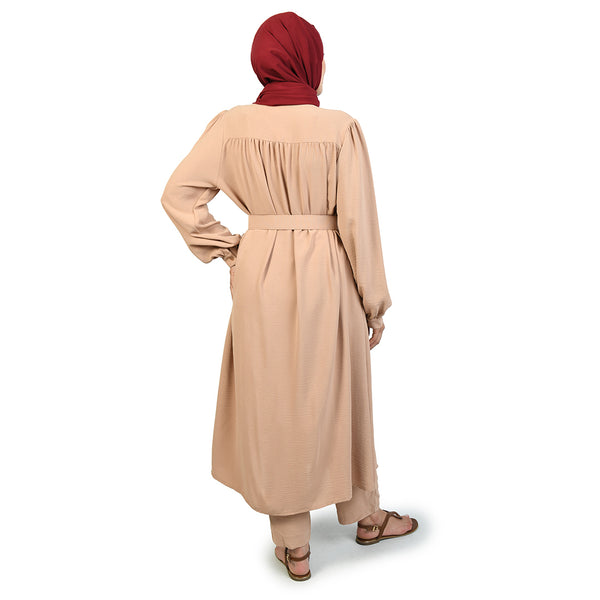 Hanna 2 piece belted dress Beige