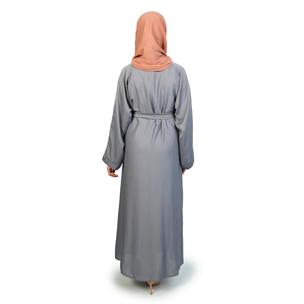 Khizrah Open Belted Abaya Grey