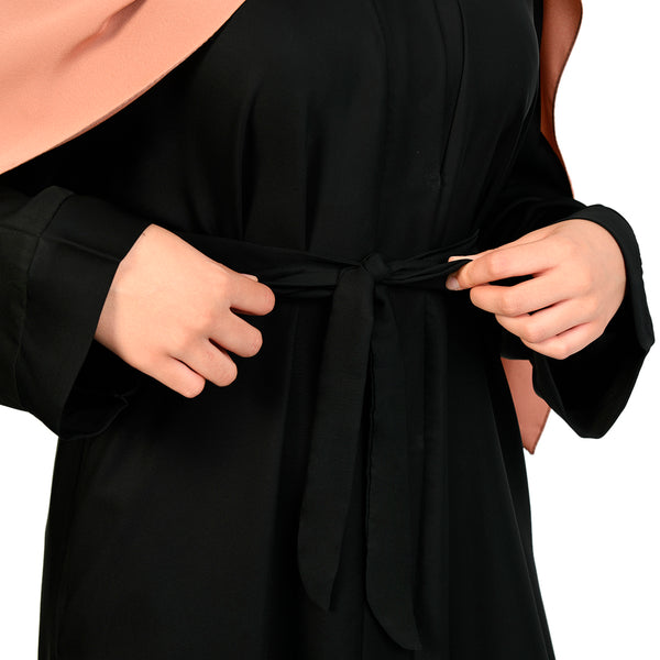 Khizrah Open Belted Abaya Black