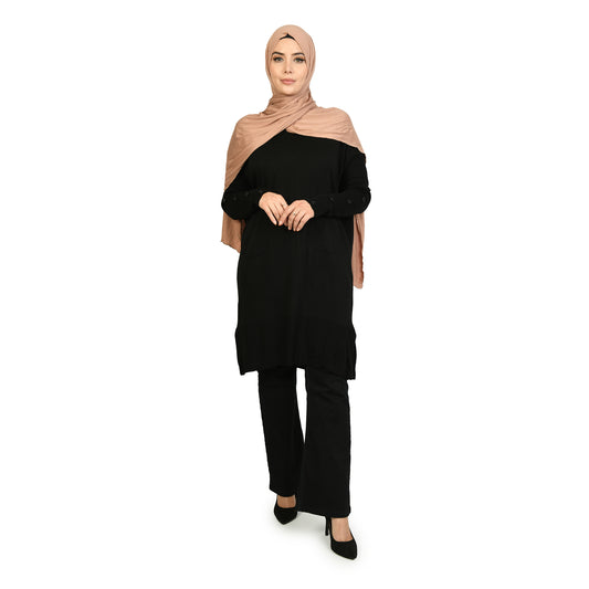 Aisha Knit Midi Dress Black