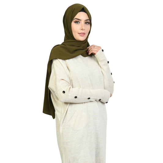 Aisha Knit Midi Dress Off White