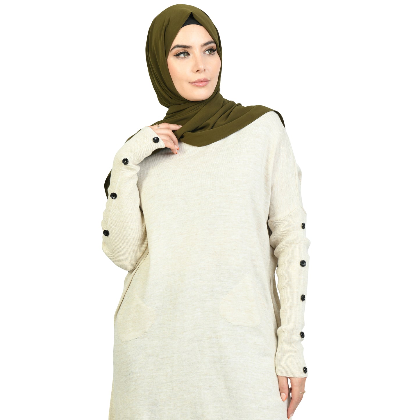 Aisha Knit Midi Dress Off White