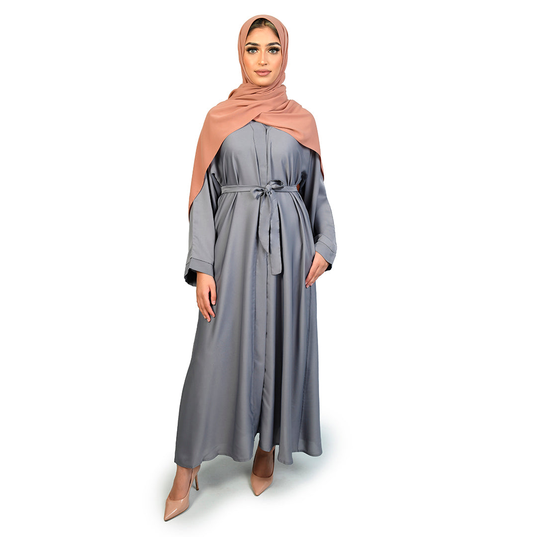 Khizrah Open Belted Abaya Grey – Anaya Clothing